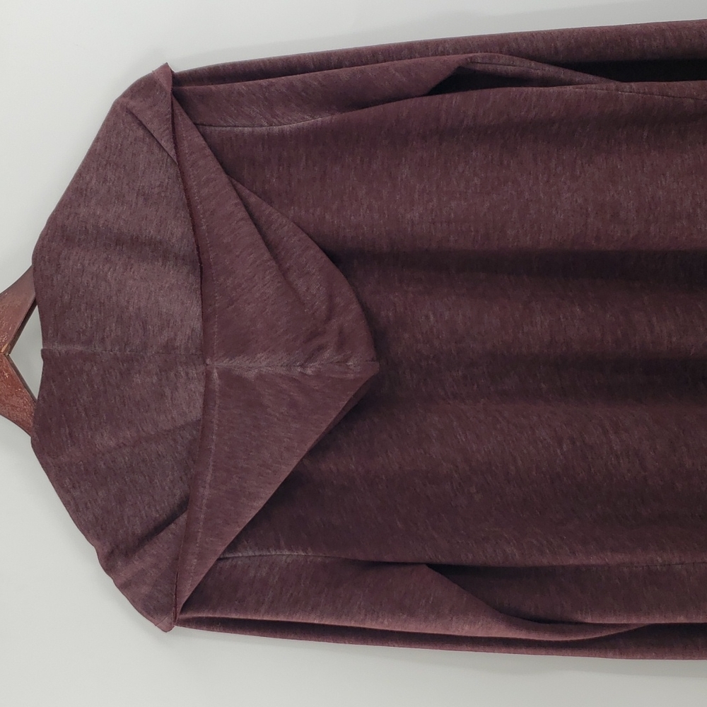 Soft Surroundings Long Hooded Cozy Wine Red Open Front Cardigan Sweater - Picture 6 of 10